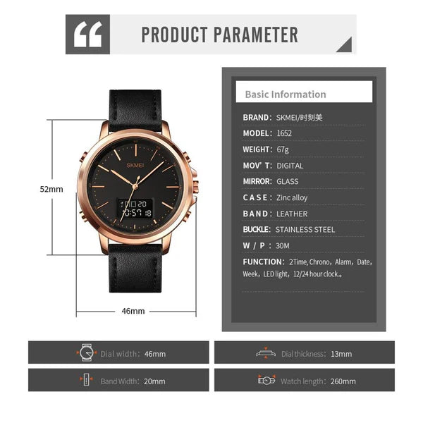 SKMEI Dual Time Digital LED Stylish Watch | SKMEI 01 A