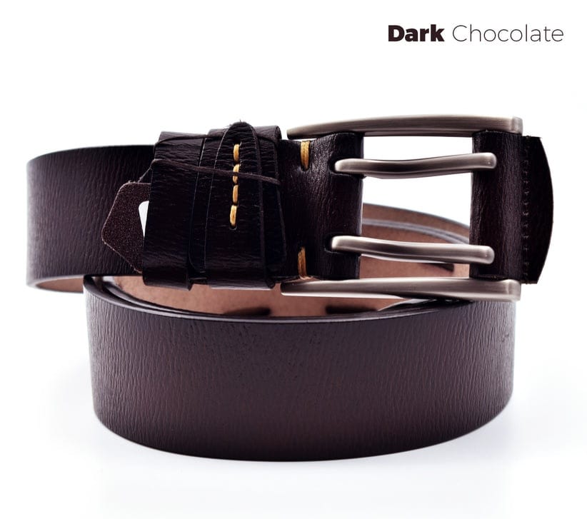 Premium Quality Double Pin Original Leather Belt | ORGN Belt 02 Dark Chocolate
