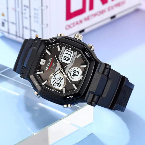 SKMEI Dual Time Analog Digital Watch | 100% Authentic | SKMEI 01 G Black