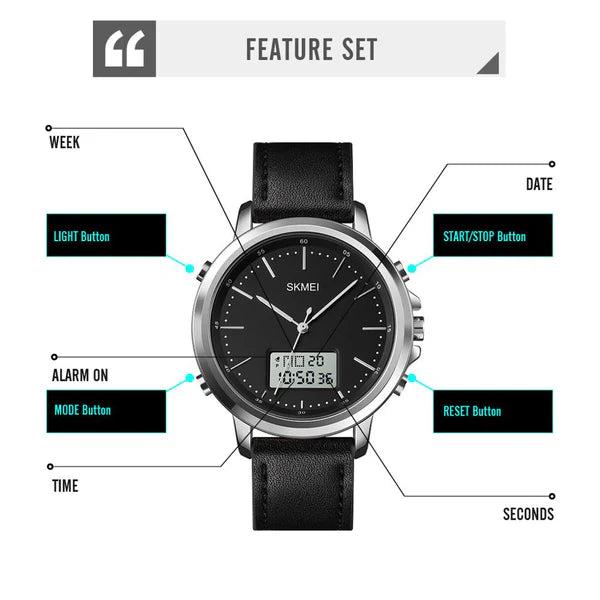 SKMEI Dual Time Digital LED Stylish Watch | SKMEI 01 A