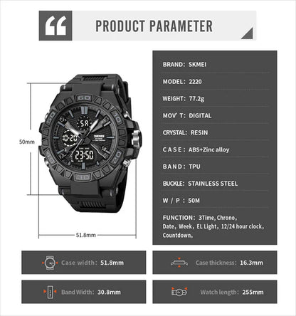 SKMEI Dual Time Digital LED Stylish Watch | SKMEI 01 C