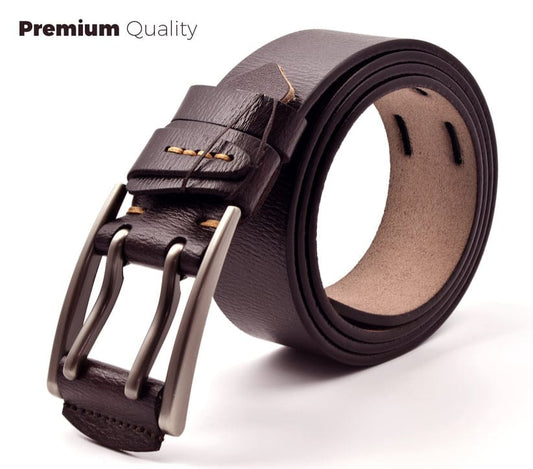 Premium Quality Double Pin Original Leather Belt | ORGN Belt 02 Dark Chocolate